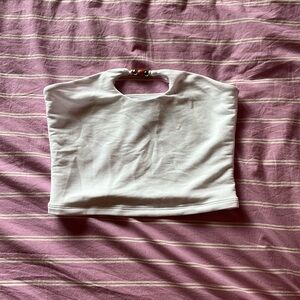 White fox boutique white beaded bandeau top size small